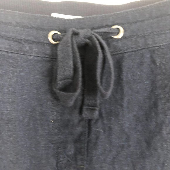 Keren Hart Blue Linen Blend Drawstring Pants Sz S - Picture 7 of 9